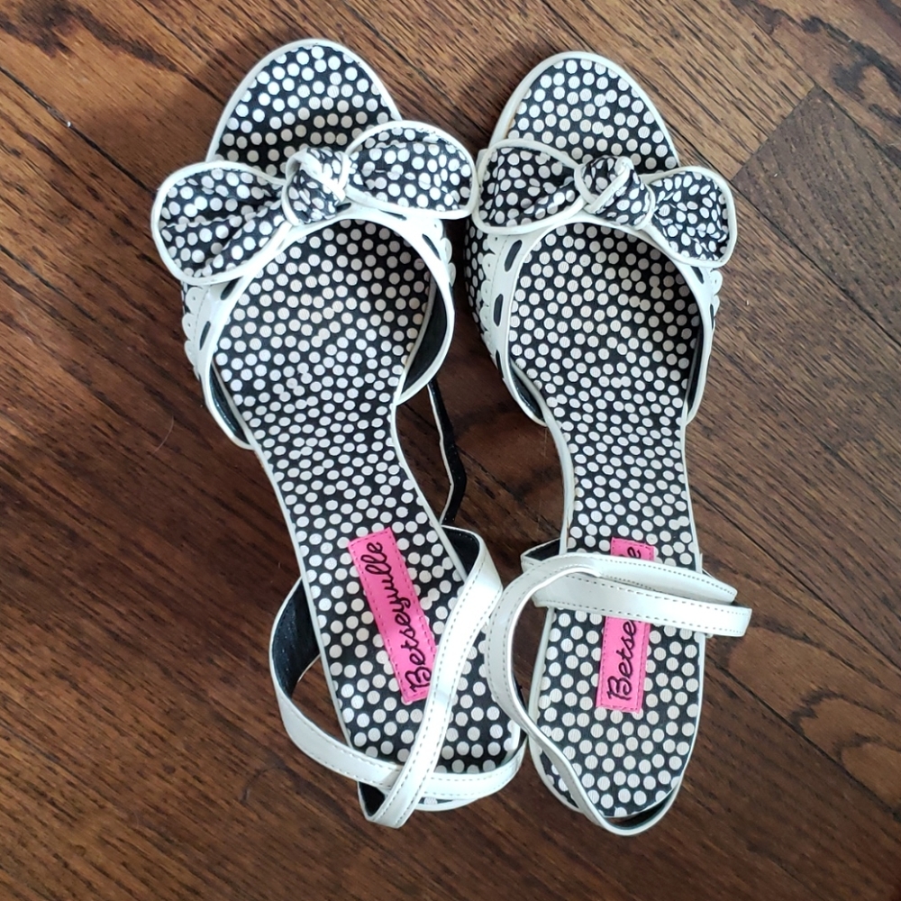 Betsey Johnson Black and White Polka Dot Heels